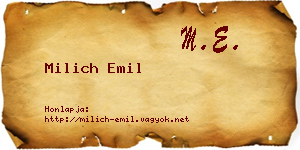 Milich Emil névjegykártya